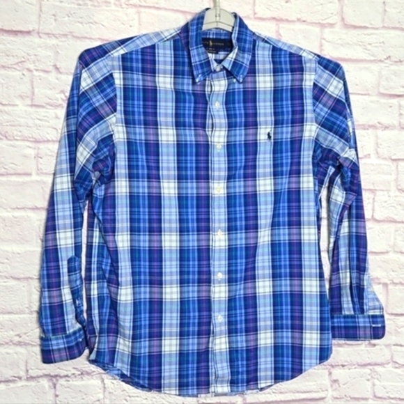 Vineyard Vines Blue Plaid Long Sleeve Whale Shirt 100% Cotton Size Medium - Picture 1 of 3